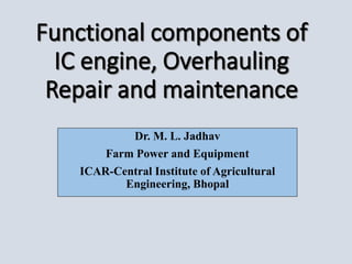 Dr. M. L. Jadhav
Farm Power and Equipment
ICAR-Central Institute of Agricultural
Engineering, Bhopal
 