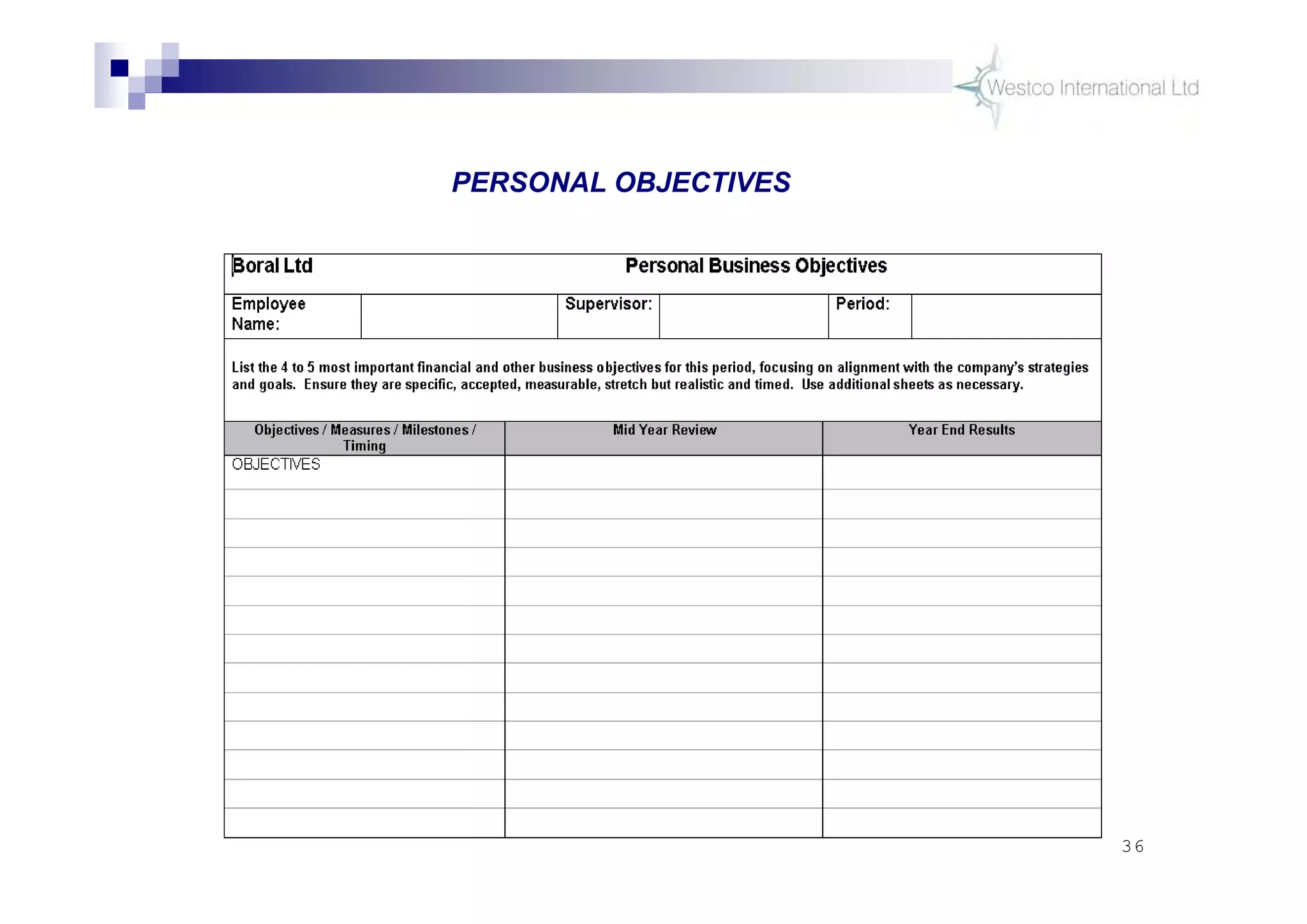 36
PERSONAL OBJECTIVES
 