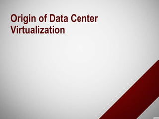 Origin of Data Center
Virtualization
 