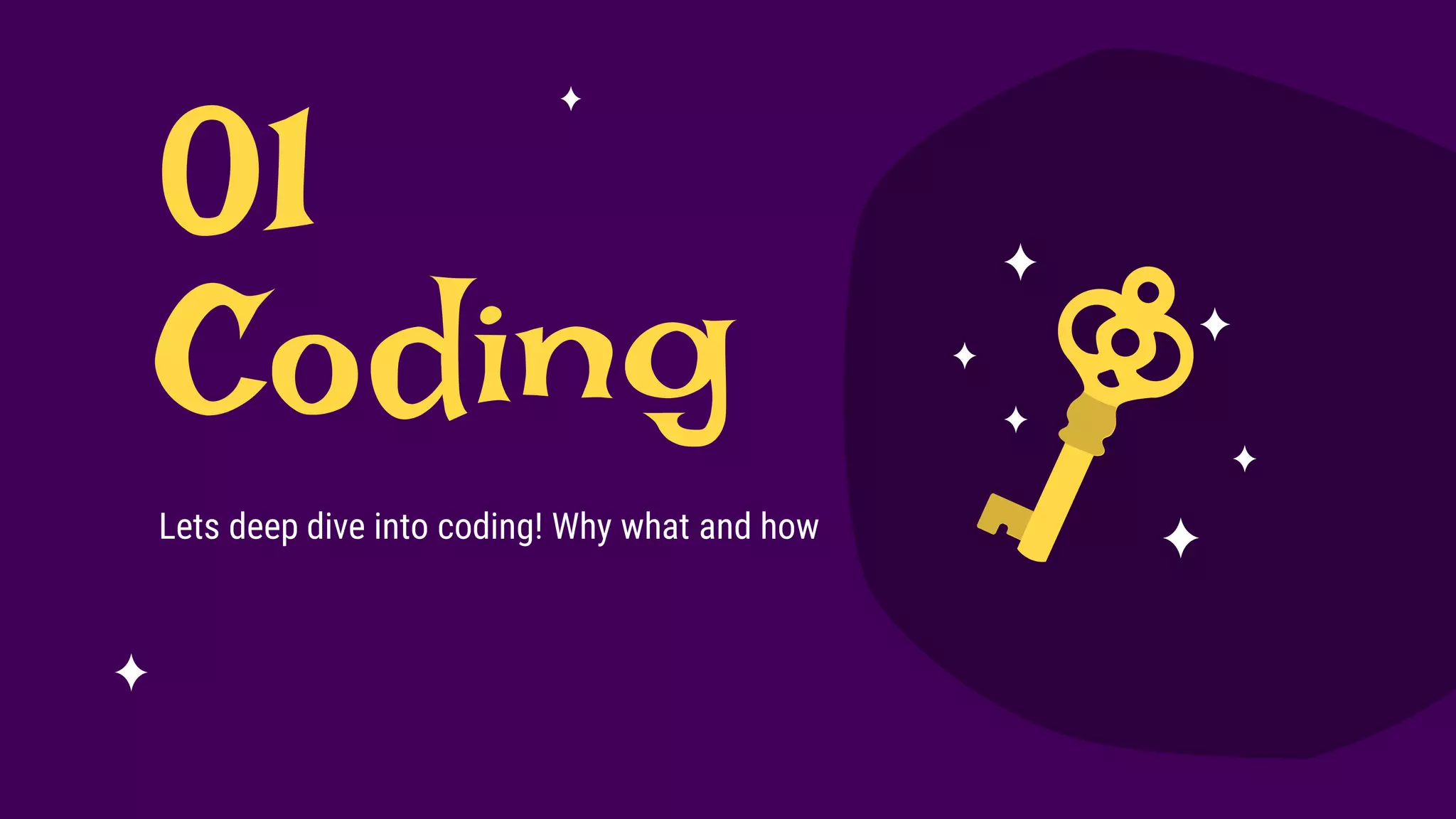 Lets deep dive into coding! Why what and how
Coding
01
 