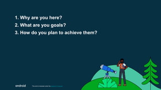1. Why are you here?
2. What are you goals?
3. How do you plan to achieve them?
This work is licensed under the Apache 2.0 License
 