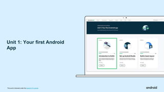 Unit 1: Your first Android
App
This work is licensed under the Apache 2.0 License
 