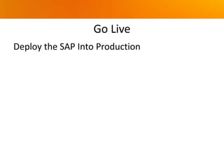 Go Live
Deploy the SAP Into Production
 