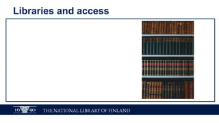 THE NATIONAL LIBRARY OF FINLAND
Challenges of multilinguality
▪ Can also affect hierarchy
▪ pesät
⤷ muurahaispesät (litera...