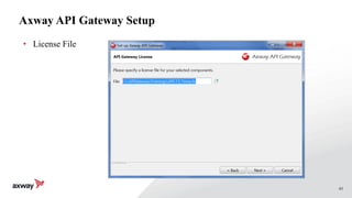61
Axway API Gateway Setup
• License File
 