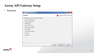68
Axway API Gateway Setup
• Summary
 