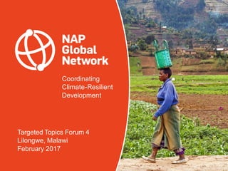 Coordinating
Climate-Resilient
Development
Targeted Topics Forum 4
Lilongwe, Malawi
February 2017
 