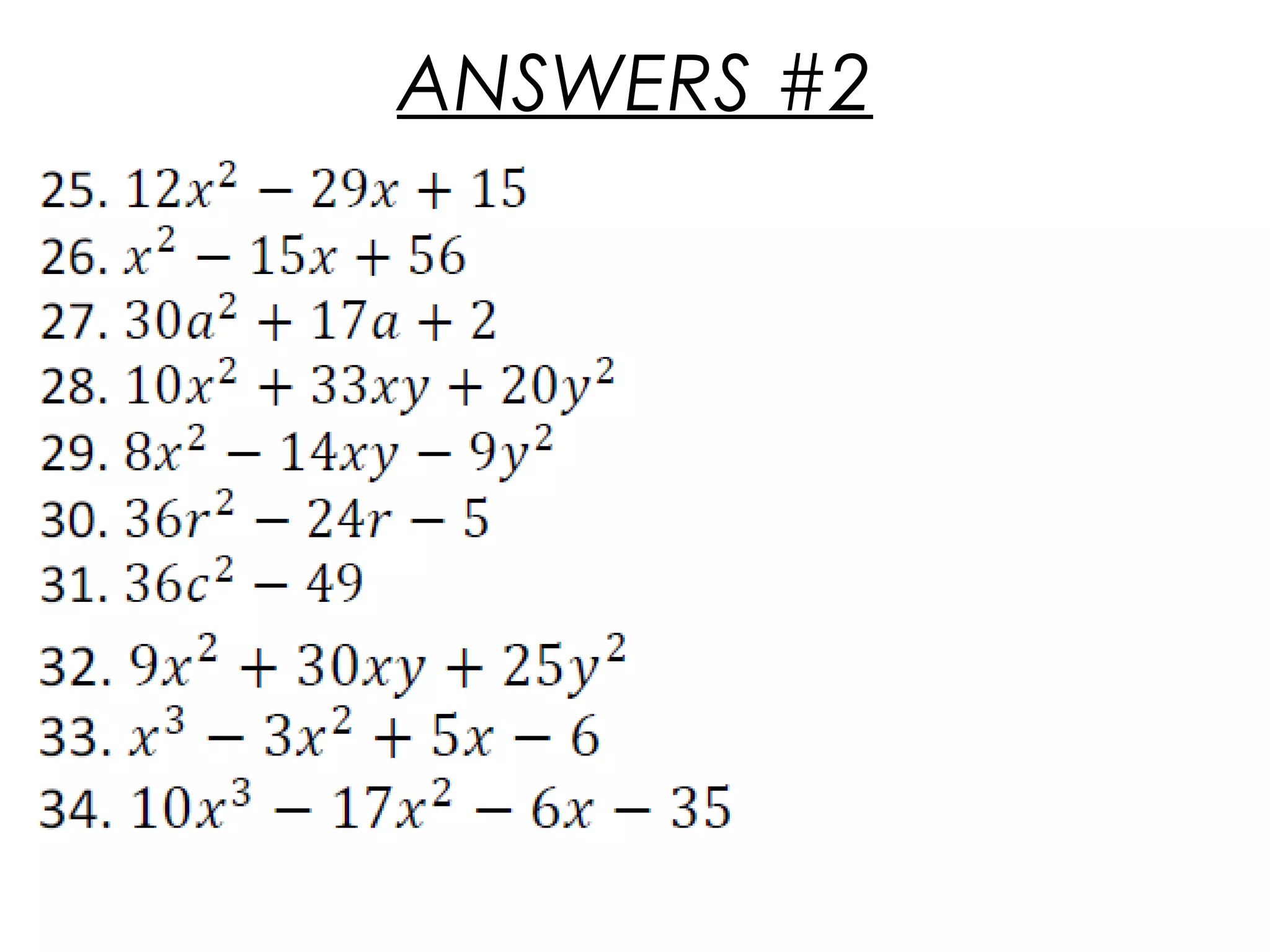 ANSWERS #2
 