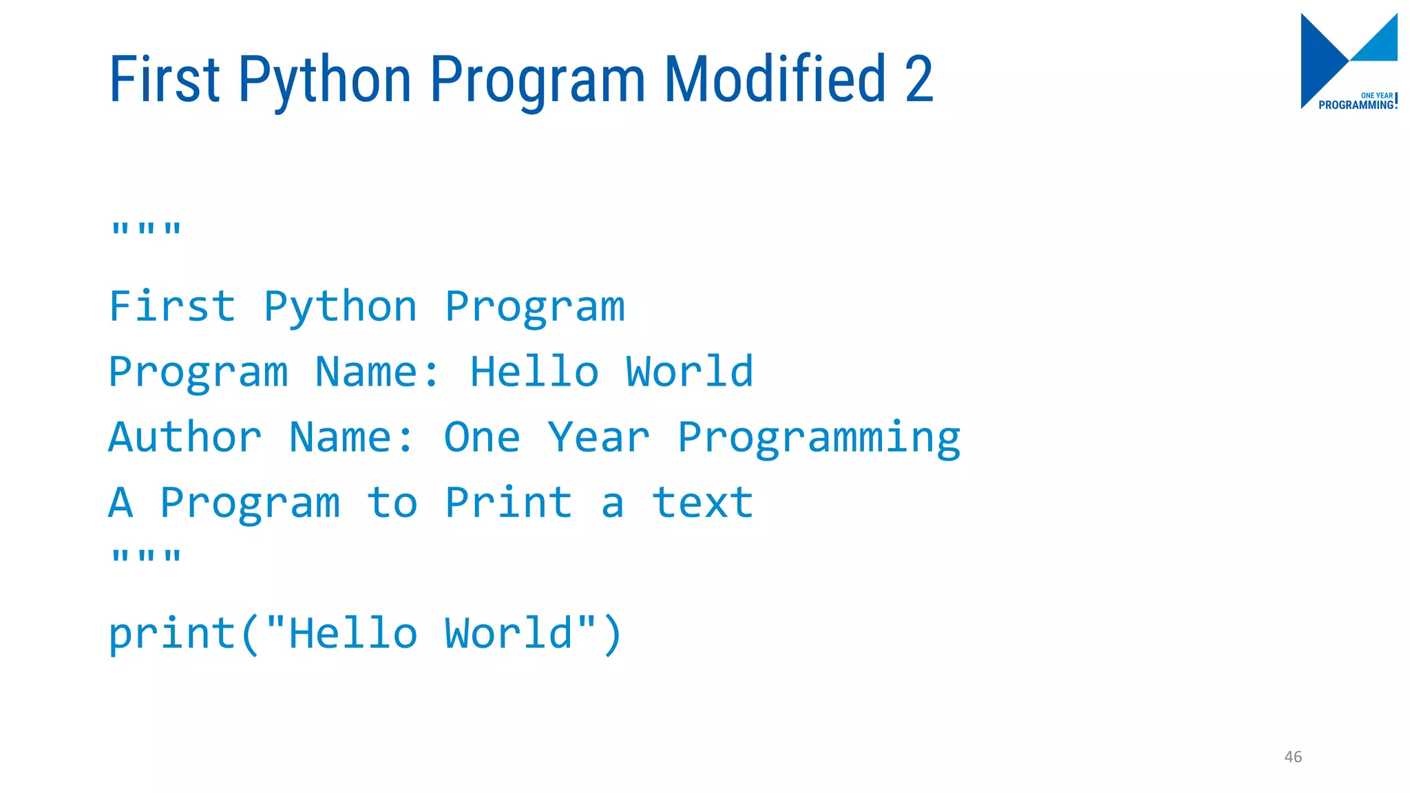 Day 1 - Python Overview and Basic Programming - Python Programming Camp ...
