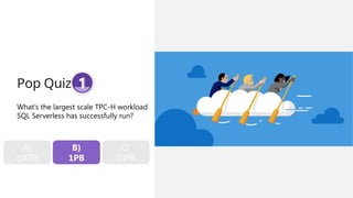 Pop Quiz
What’s the largest scale TPC-H workload
SQL Serverless has successfully run?
A)
100TB
B)
1PB
C)
10PB
 