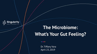 The Microbiome:
What’s Your Gut Feeling?
Dr. Tiffany Vora
April 23, 2019
 