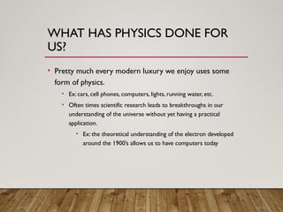 Physics Usage Introduction of Physics and its branches.pptx