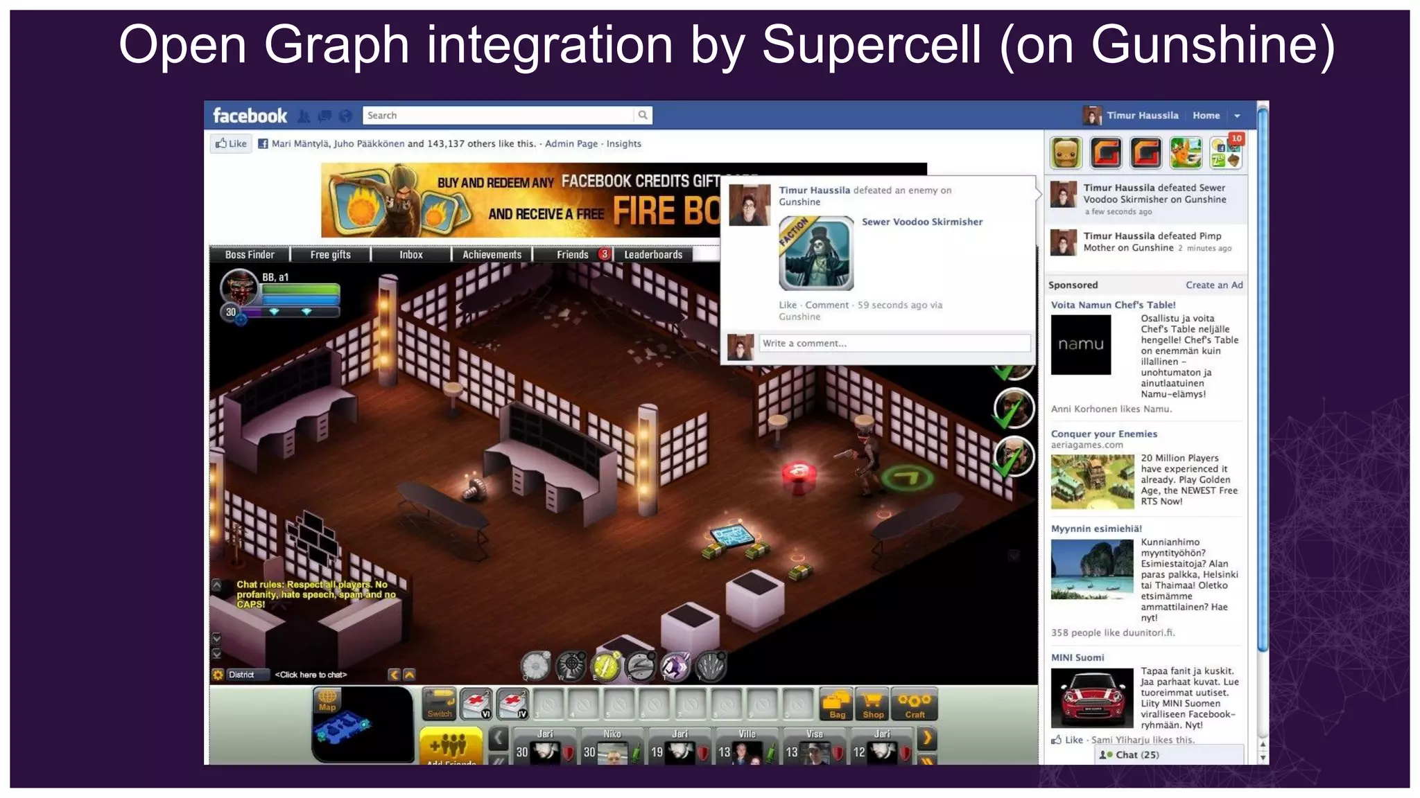 Open Graph integration by Supercell (on Gunshine)
 