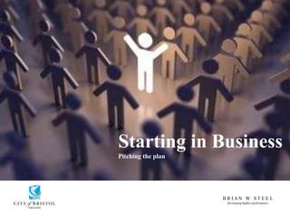 B R I A N W S T E E L
developing higher performance
Starting in Business
Pitching the plan
 