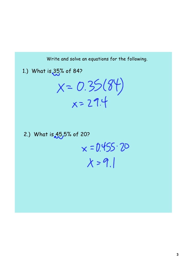 Day 10 percent equations