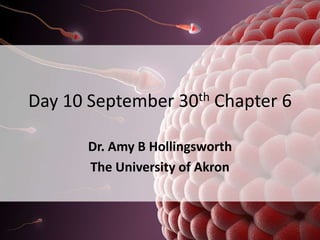 Day 10 September 30th Chapter 6 
Dr. Amy B Hollingsworth 
The University of Akron 
 