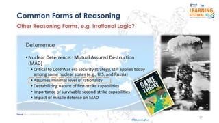 27
#ISSLearningFest
Common Forms of Reasoning
Other Reasoning Forms, e.g. Irrational Logic?
Source https://slideplayer.com/slide/13367531/
 