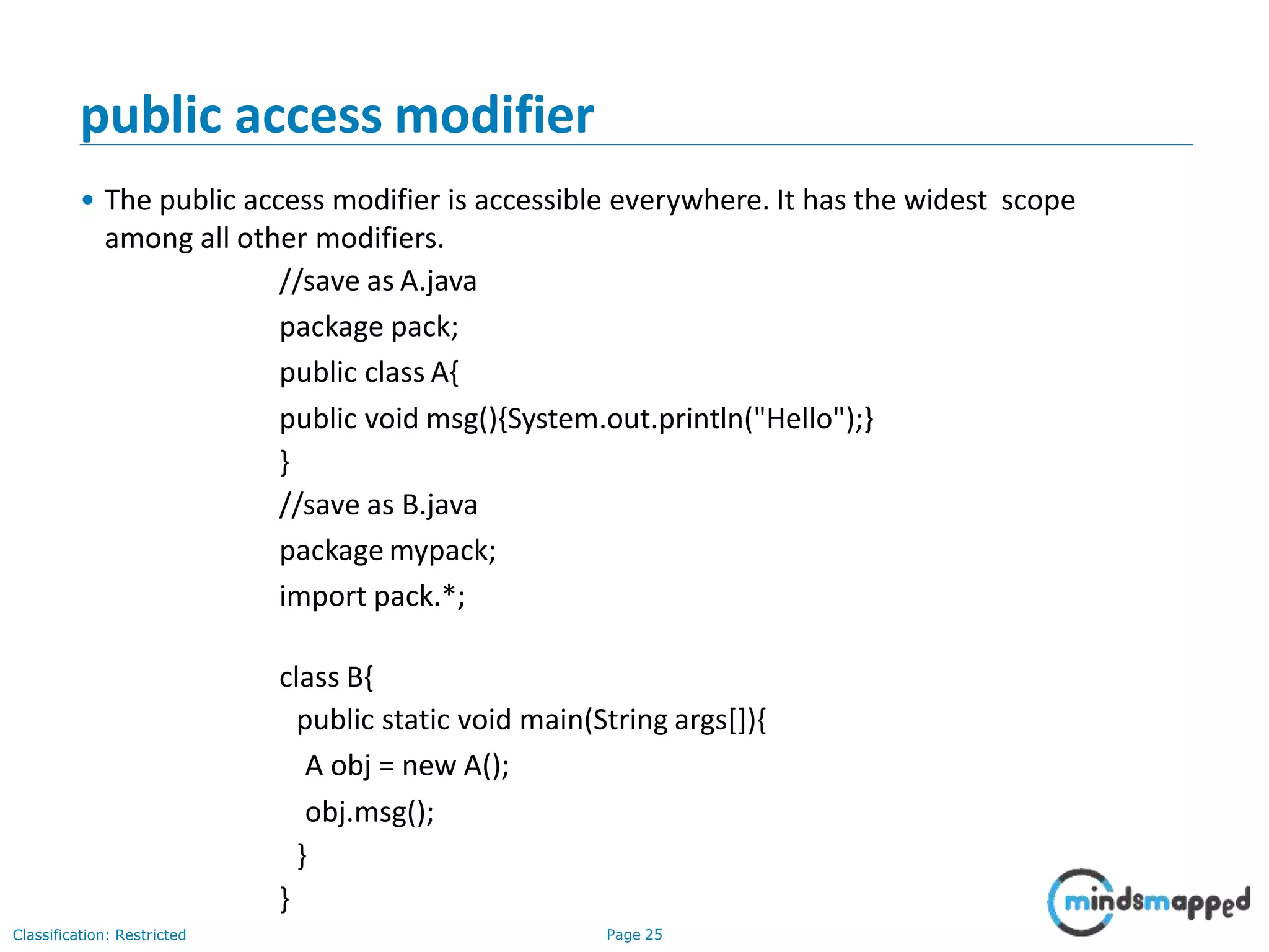 OOPs with Java - Packaging and Access Modifiers | PPT