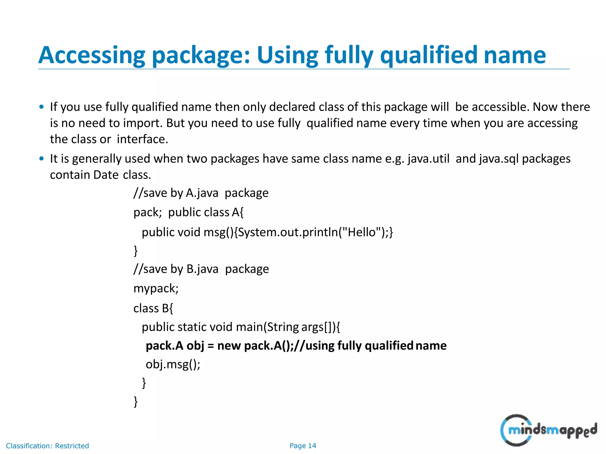 OOPs with Java - Packaging and Access Modifiers | PPT