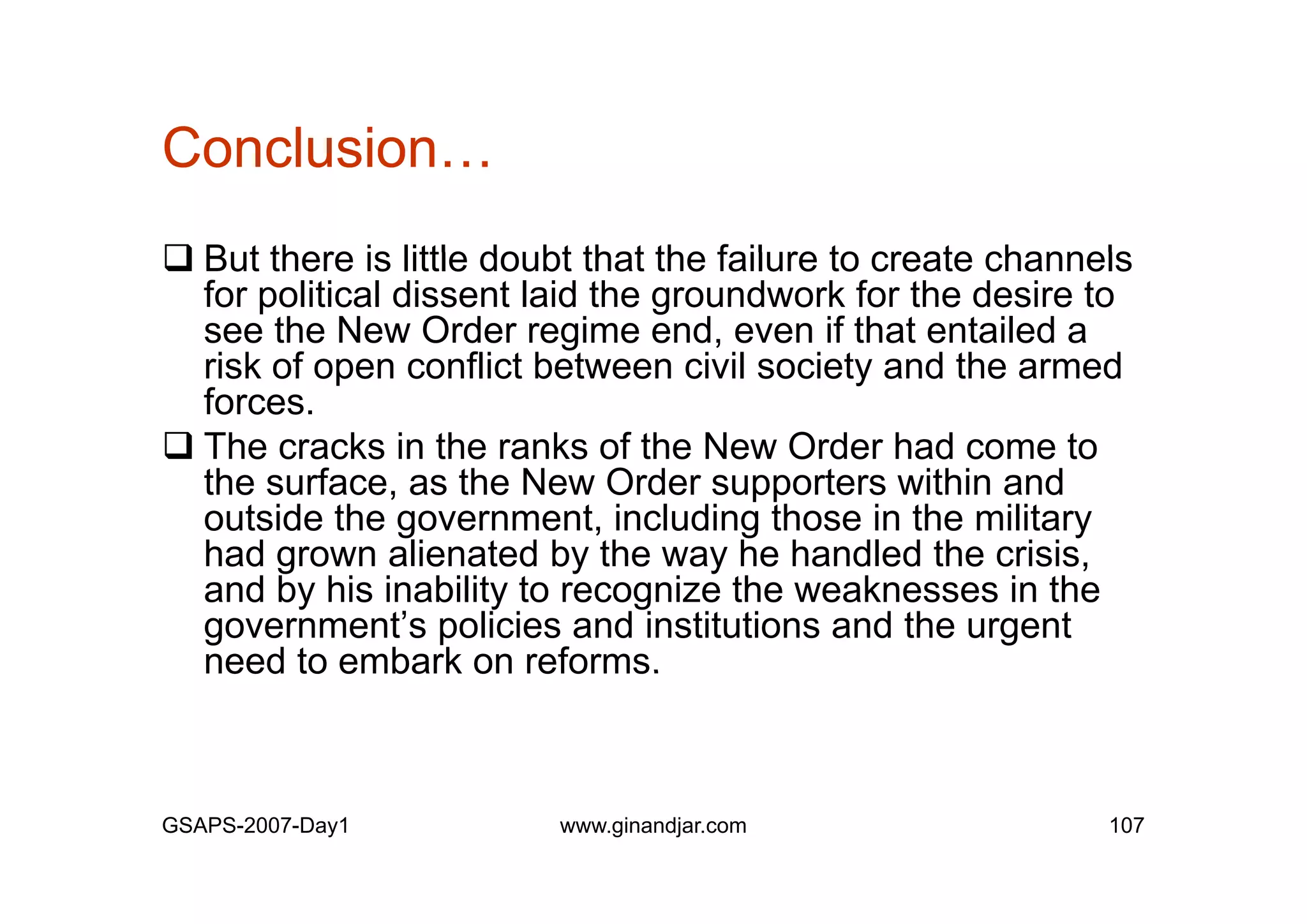 Day 1: Governance and Economic Crisis -The Case of Indonesia-