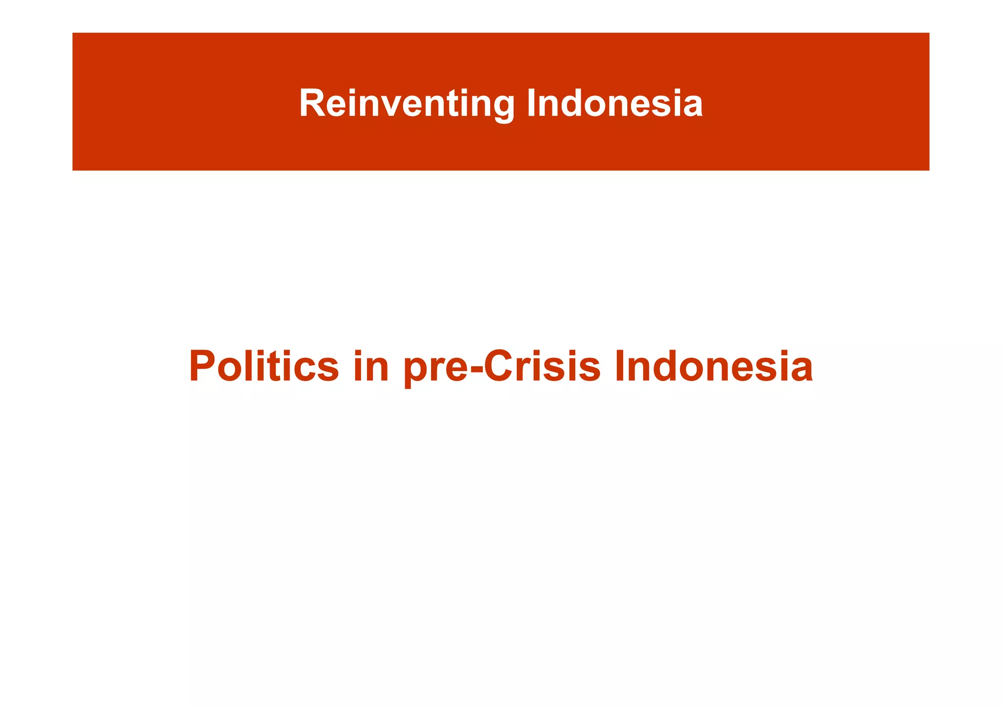 Day 1: Governance and Economic Crisis -The Case of Indonesia-