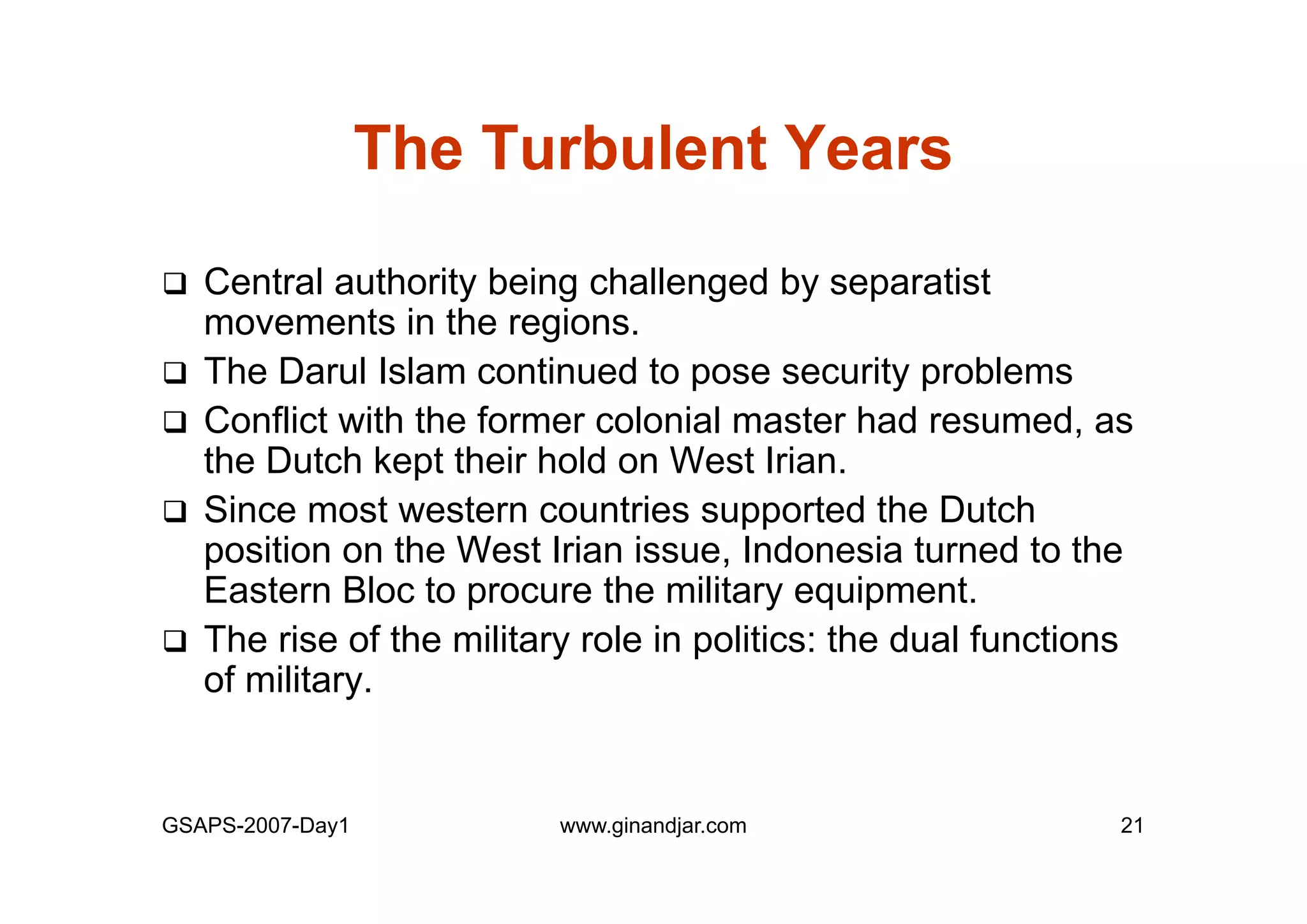 Day 1: Governance and Economic Crisis -The Case of Indonesia-
