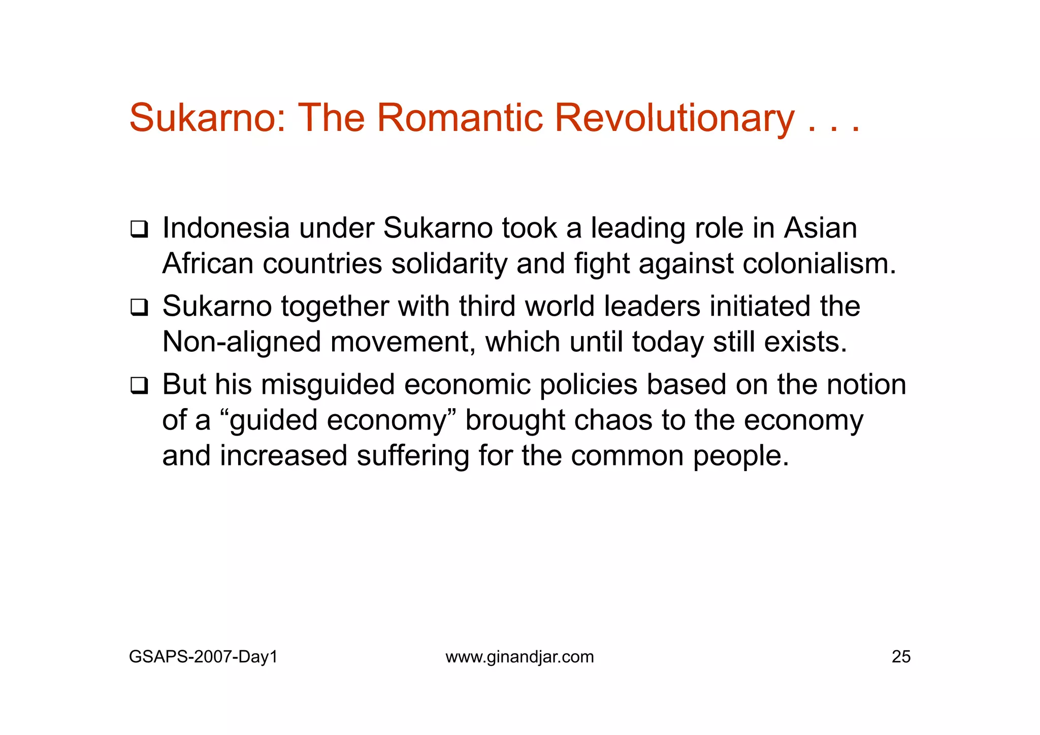Day 1: Governance and Economic Crisis -The Case of Indonesia-