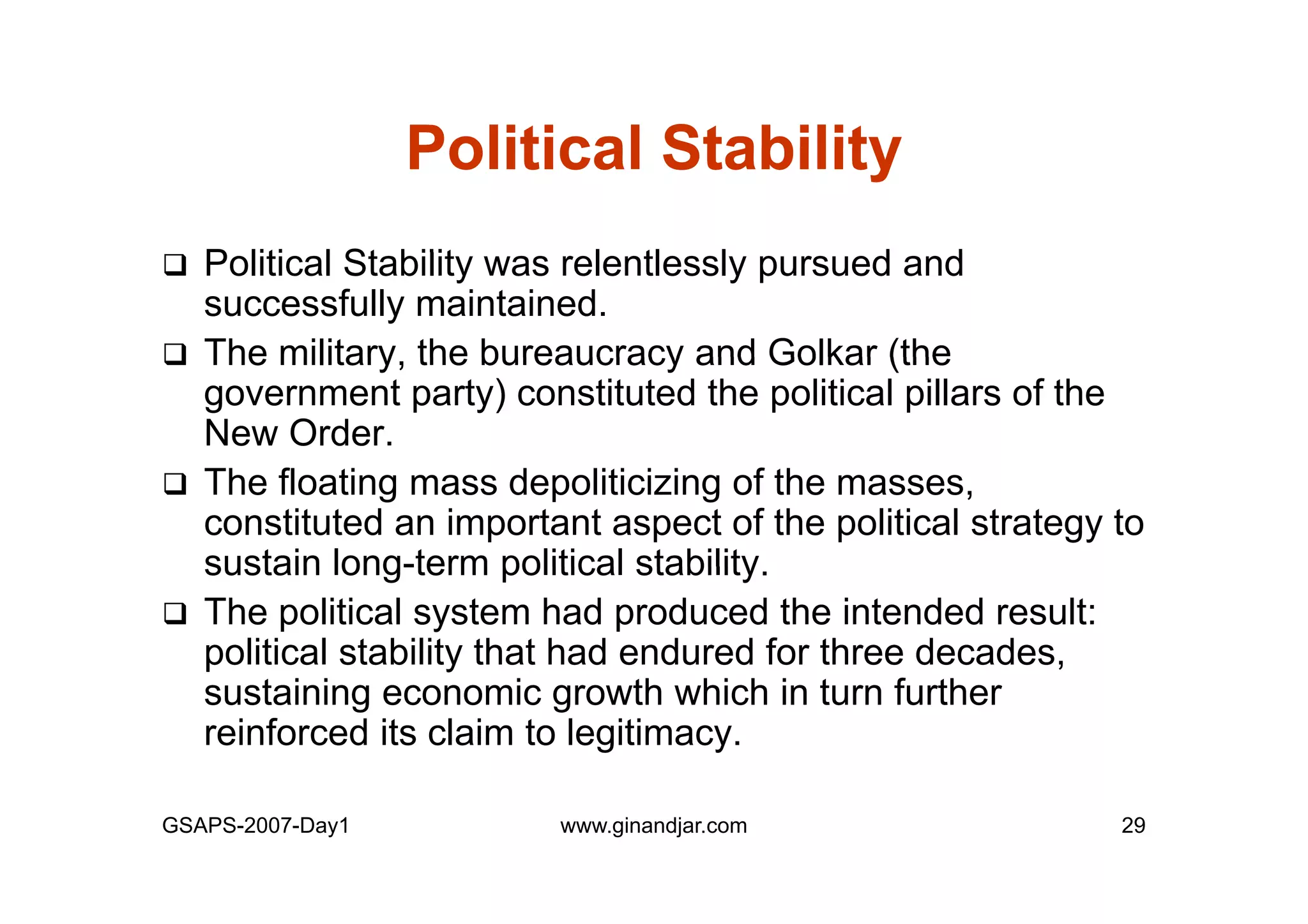 Day 1: Governance and Economic Crisis -The Case of Indonesia-