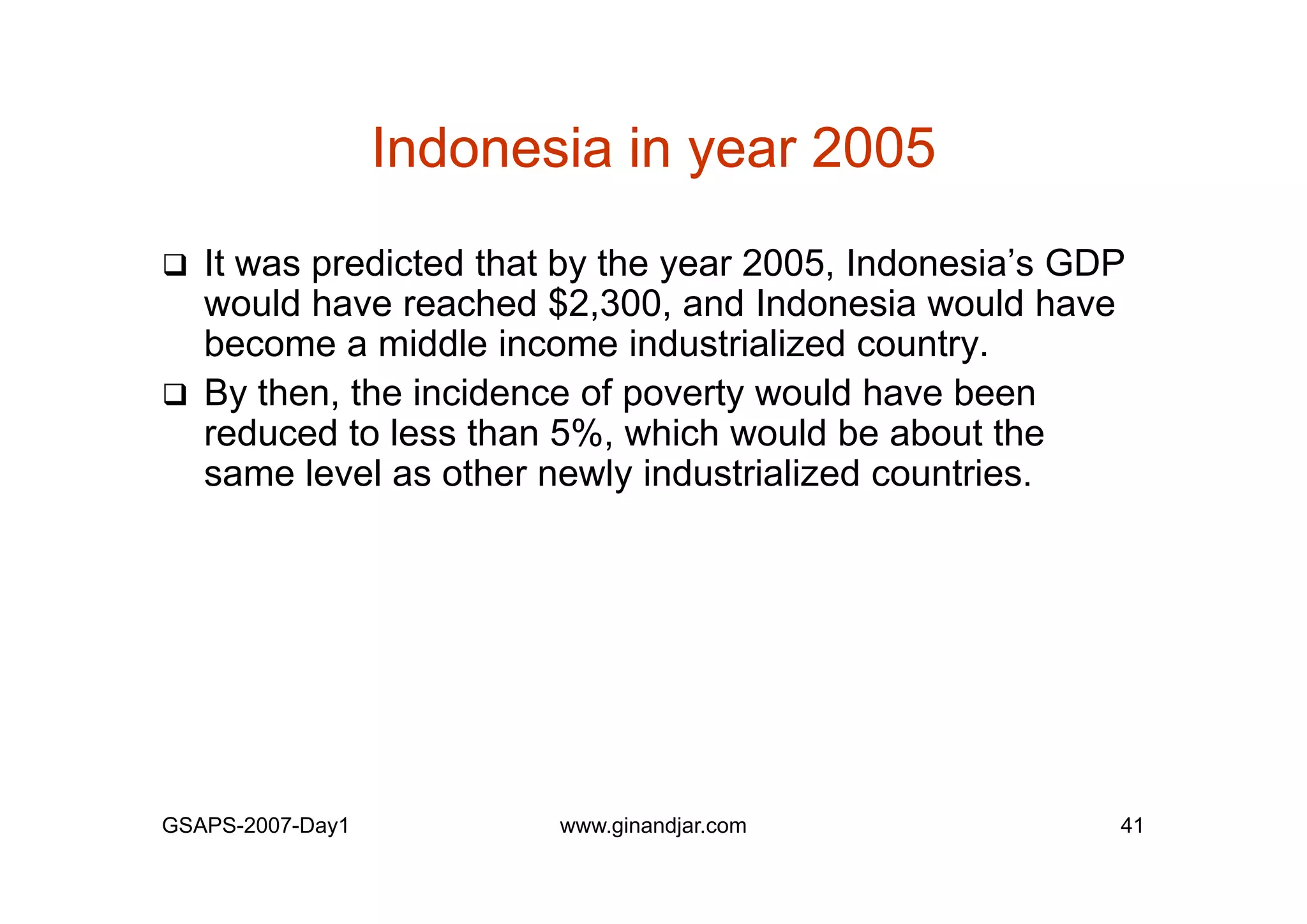 Day 1: Governance and Economic Crisis -The Case of Indonesia-