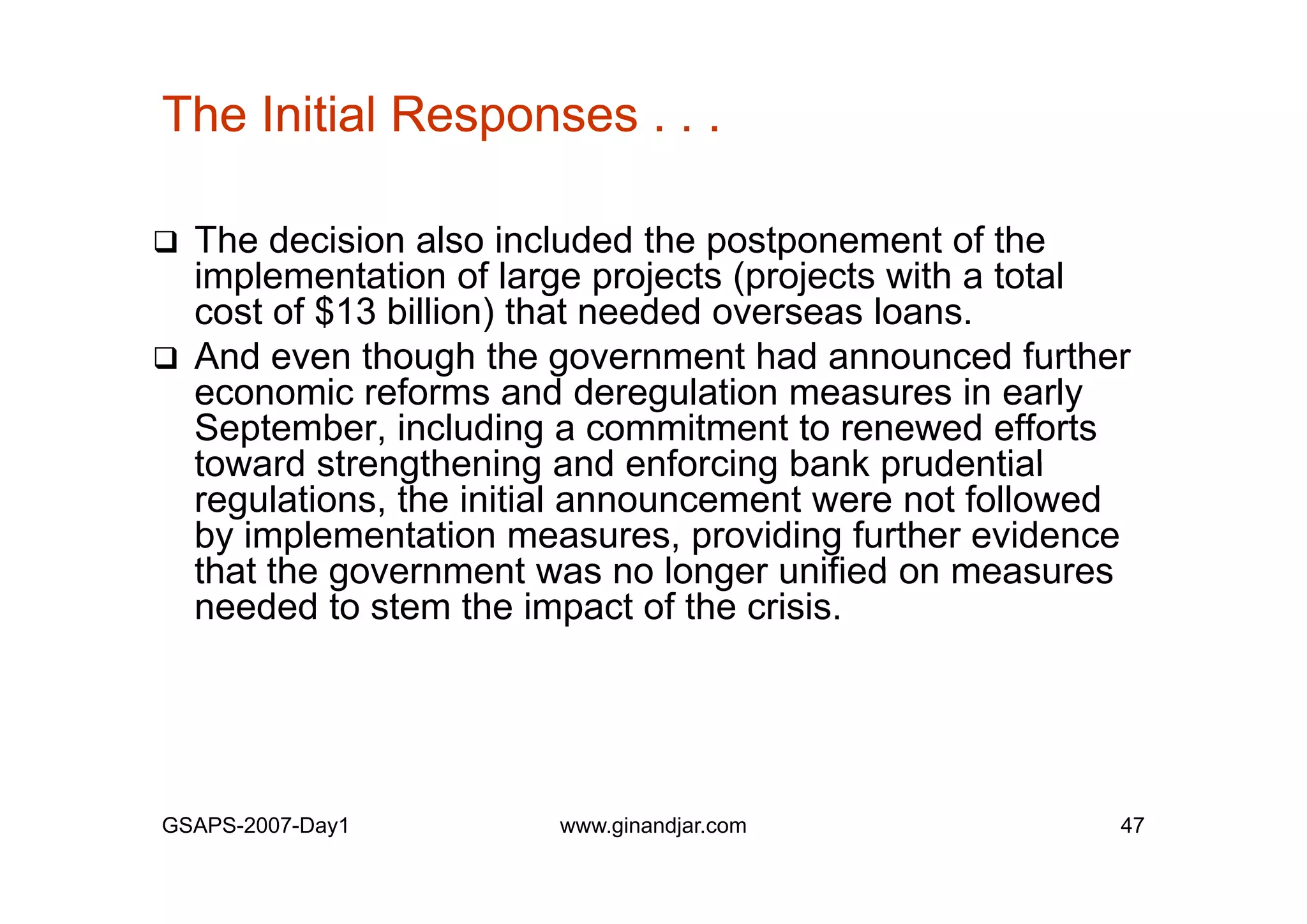 Day 1: Governance and Economic Crisis -The Case of Indonesia-