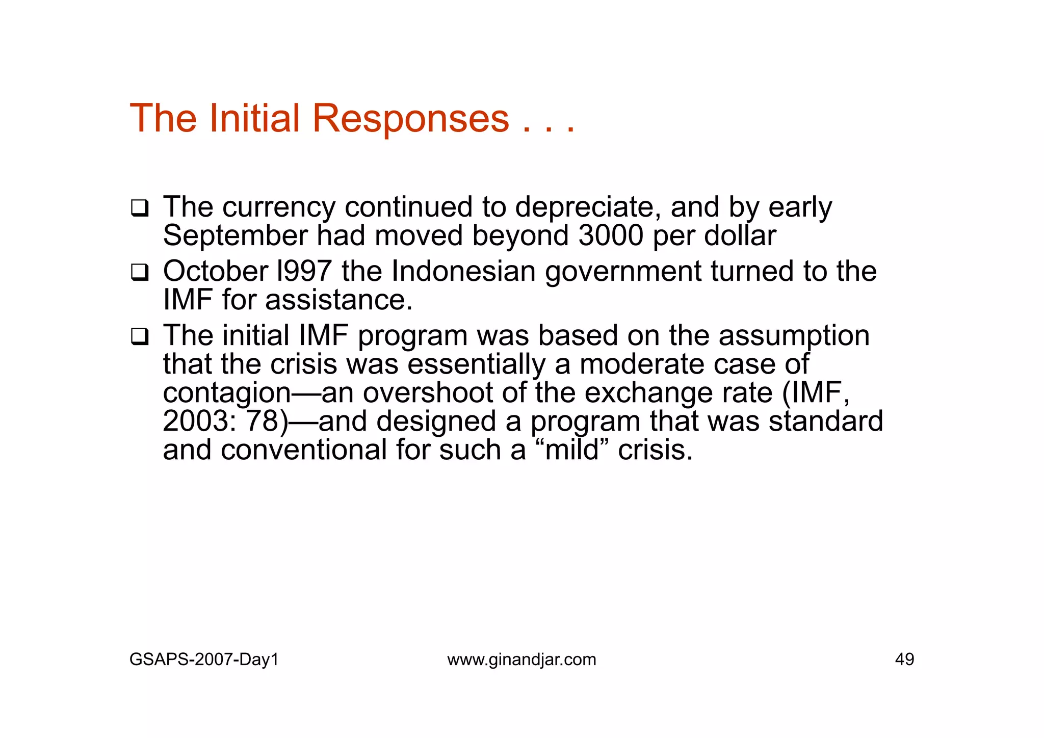 Day 1: Governance and Economic Crisis -The Case of Indonesia-