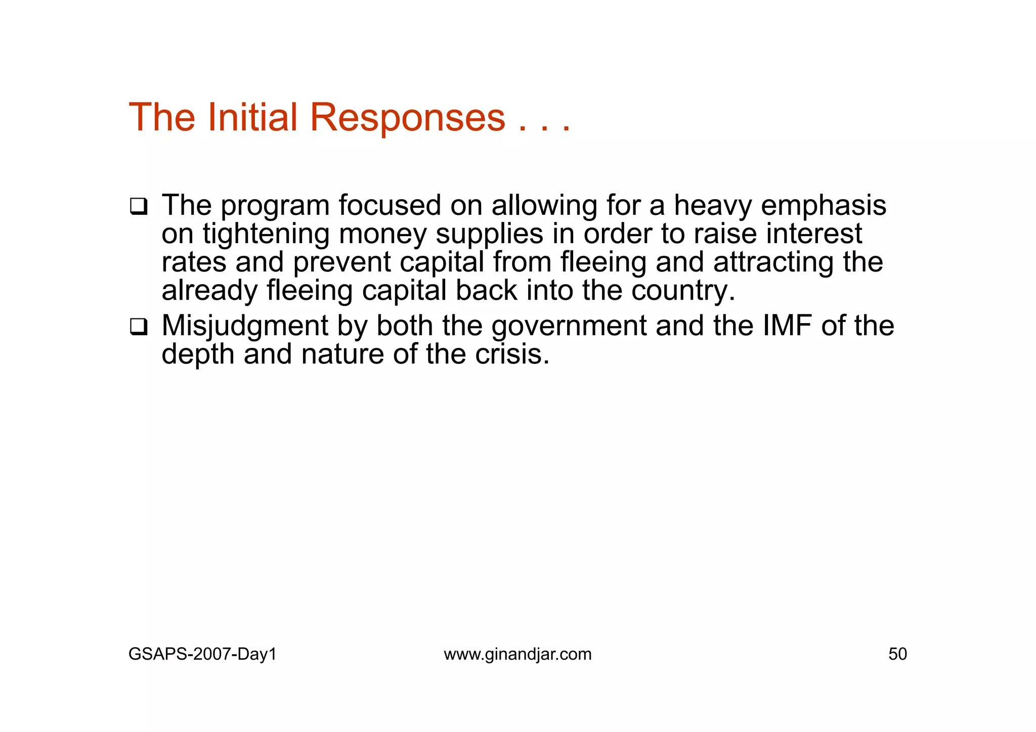 Day 1: Governance and Economic Crisis -The Case of Indonesia-