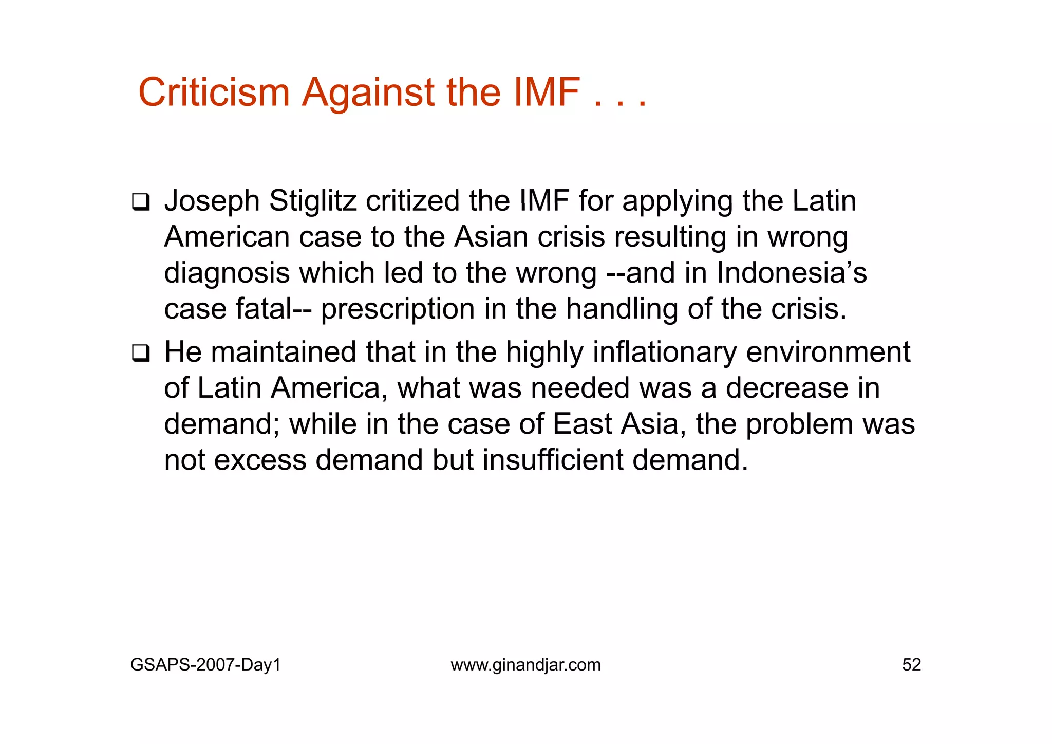 Day 1: Governance and Economic Crisis -The Case of Indonesia-