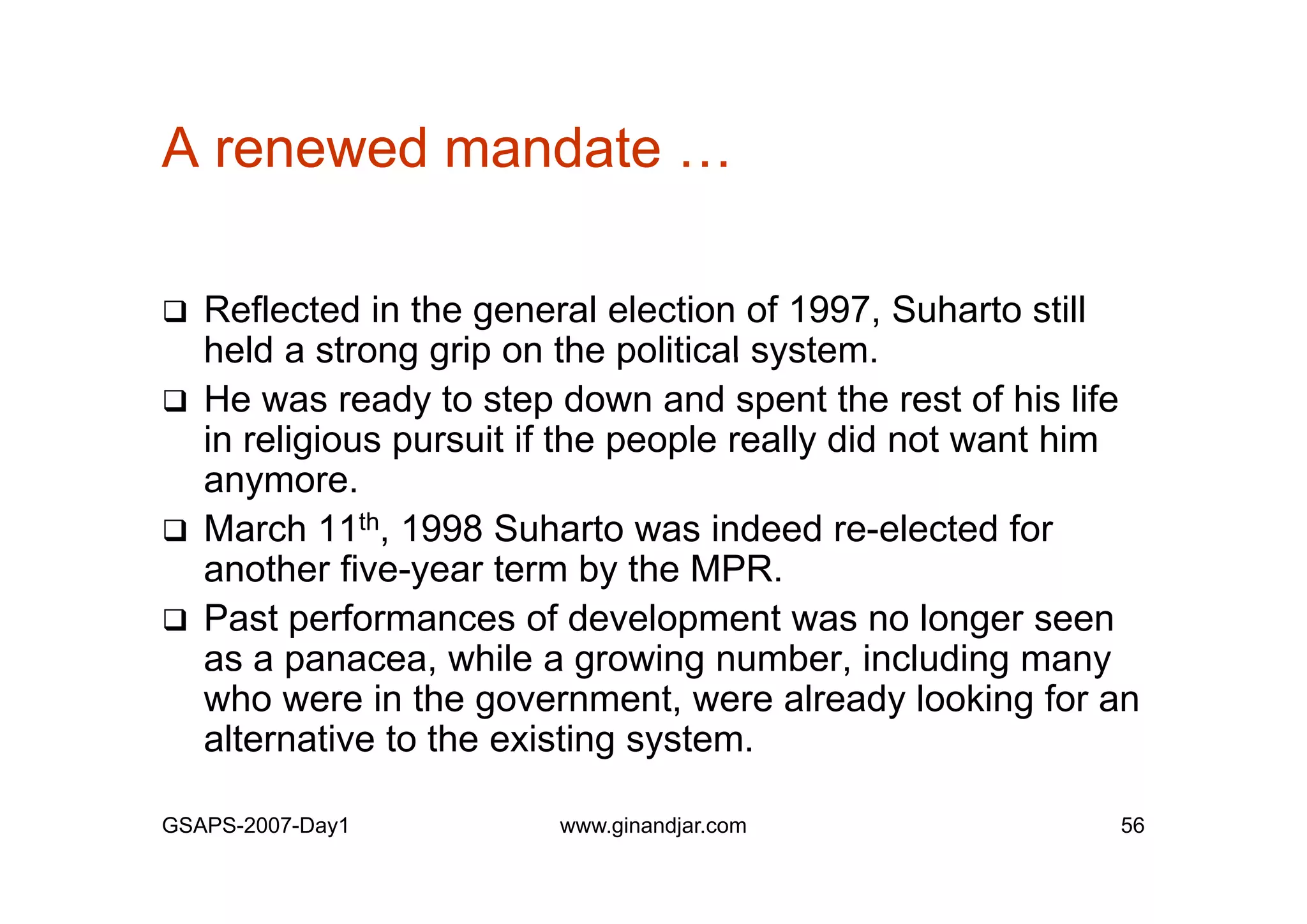Day 1: Governance and Economic Crisis -The Case of Indonesia-