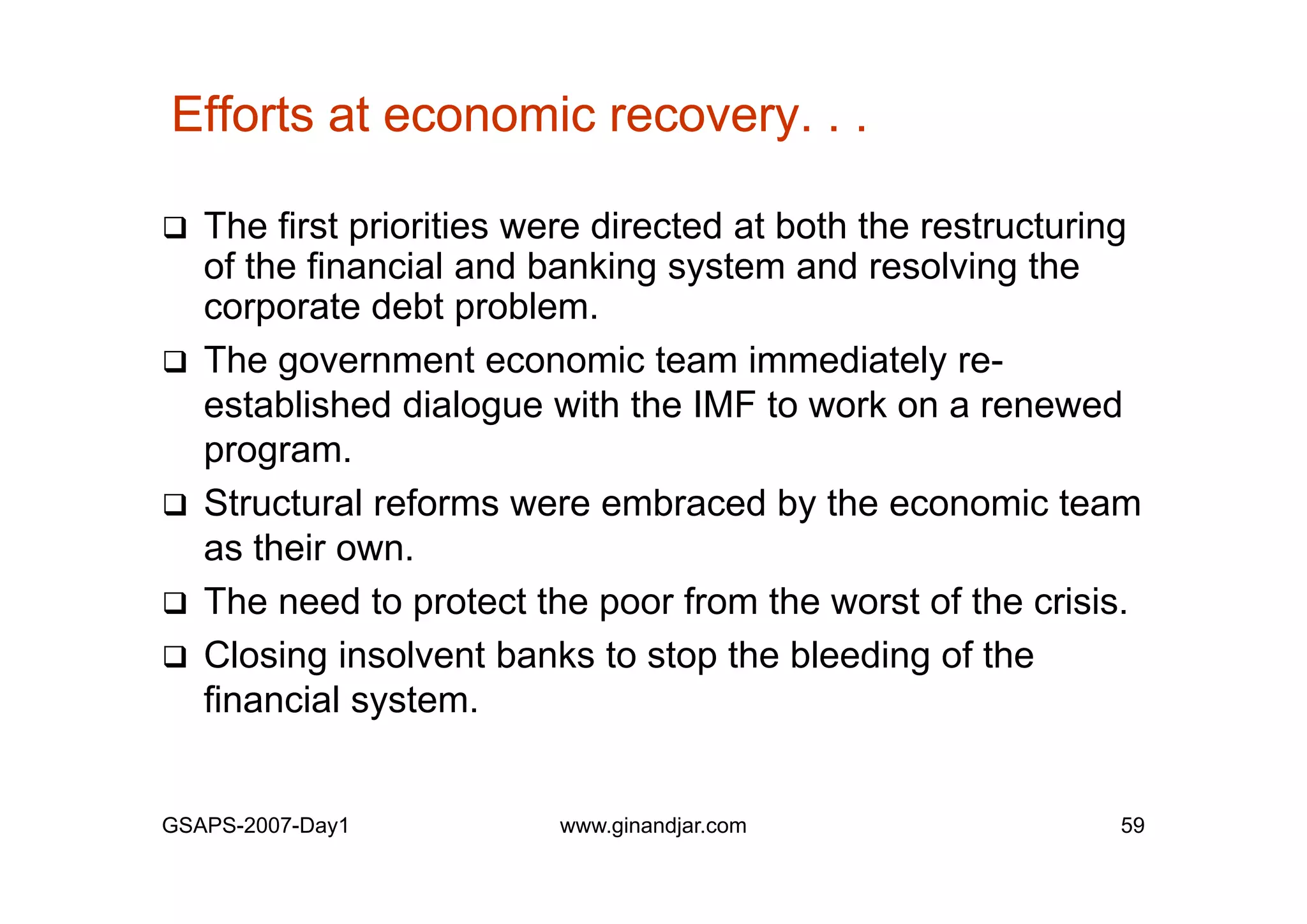 Day 1: Governance and Economic Crisis -The Case of Indonesia-