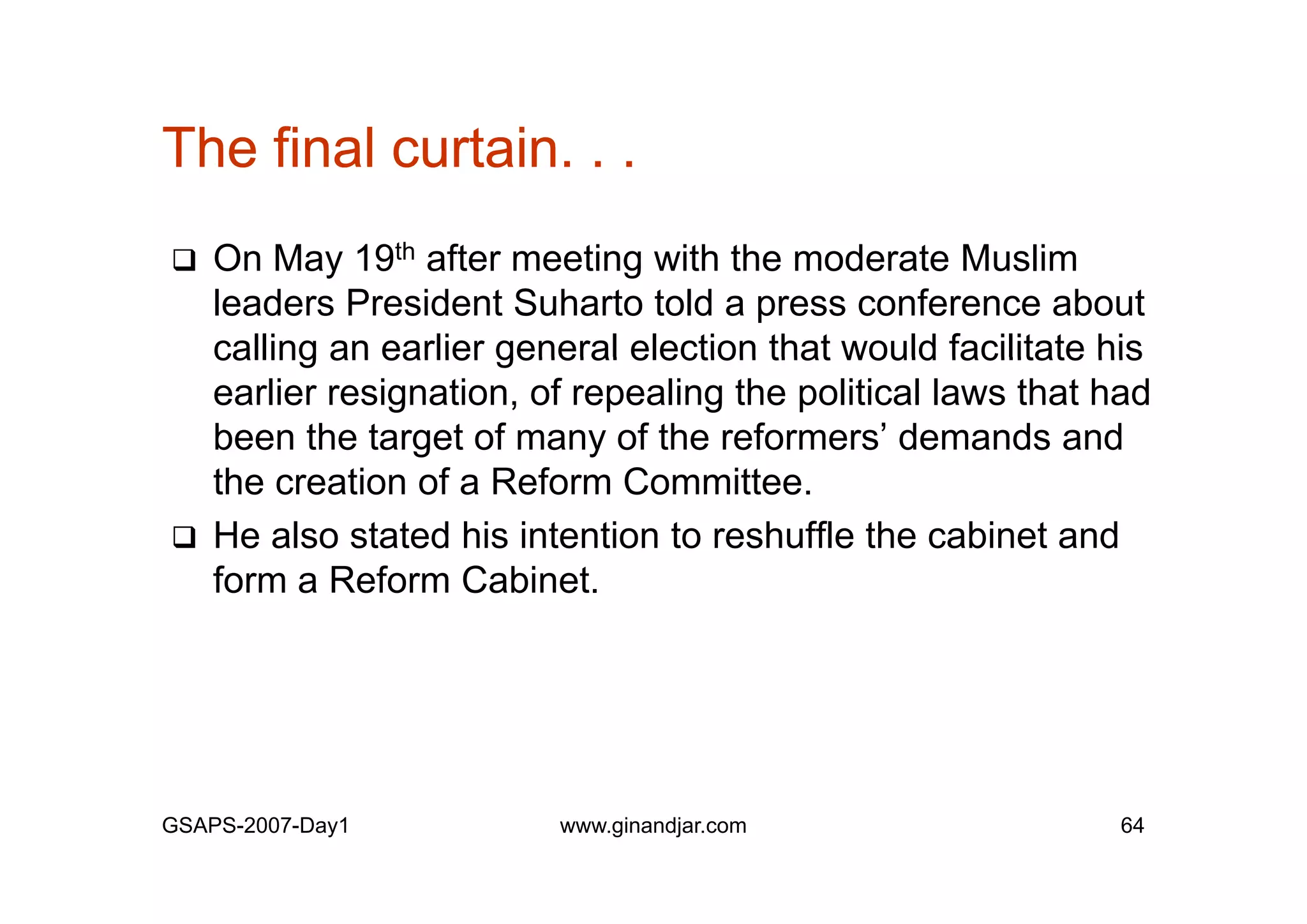Day 1: Governance and Economic Crisis -The Case of Indonesia-