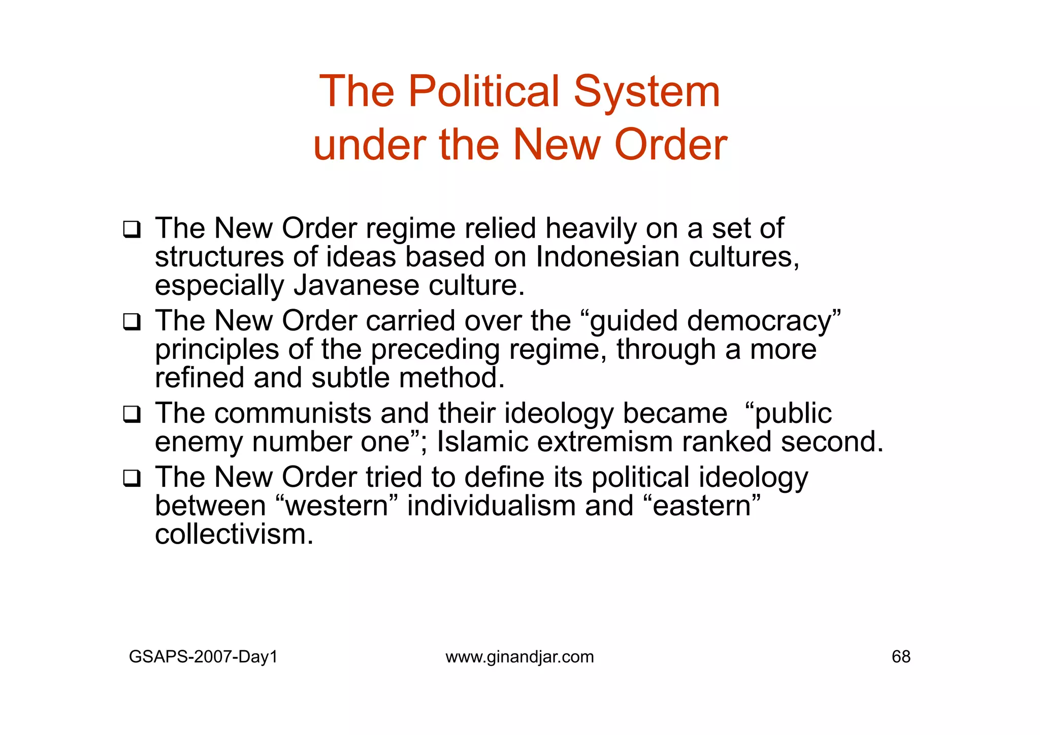 Day 1: Governance and Economic Crisis -The Case of Indonesia-