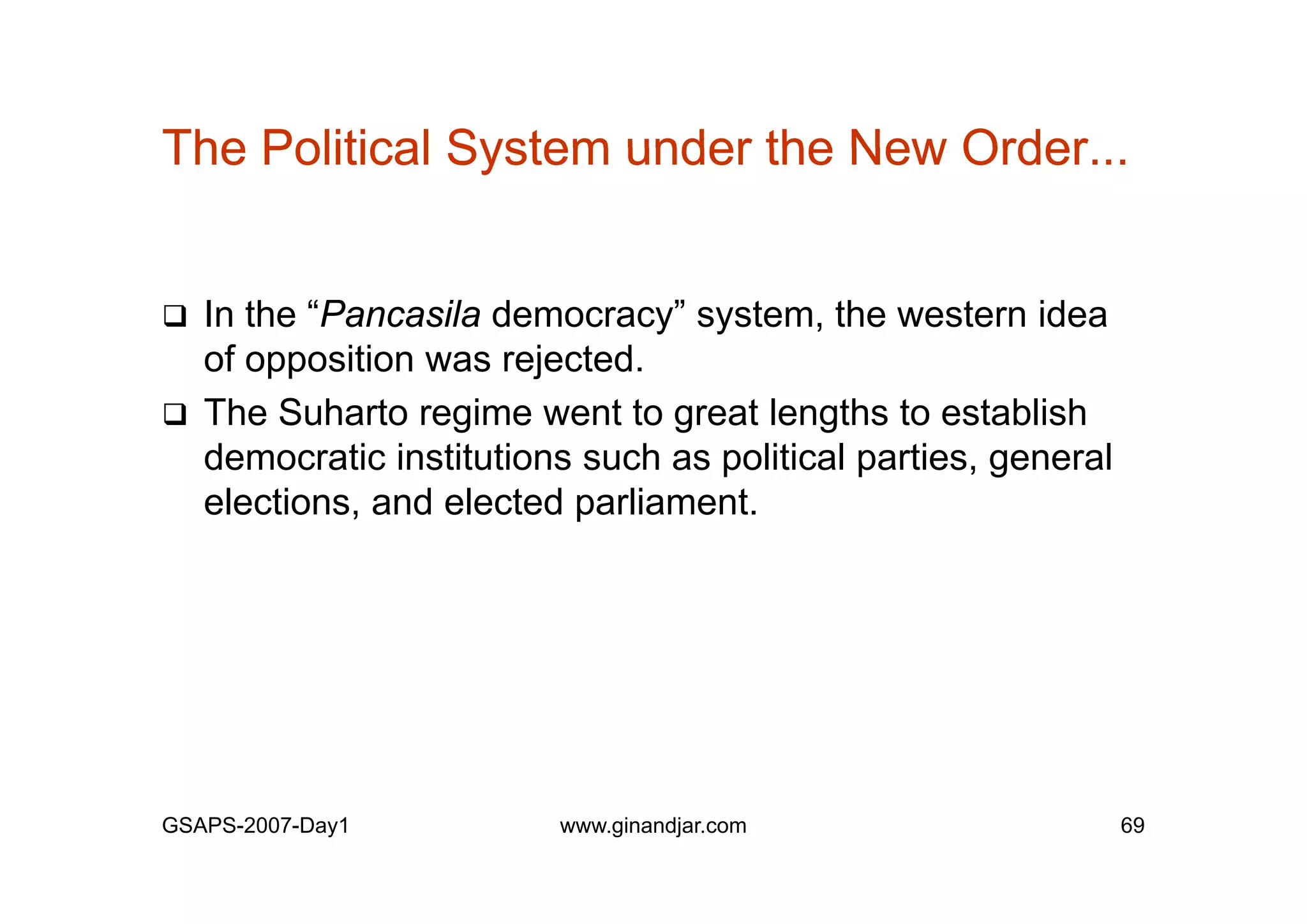Day 1: Governance and Economic Crisis -The Case of Indonesia-