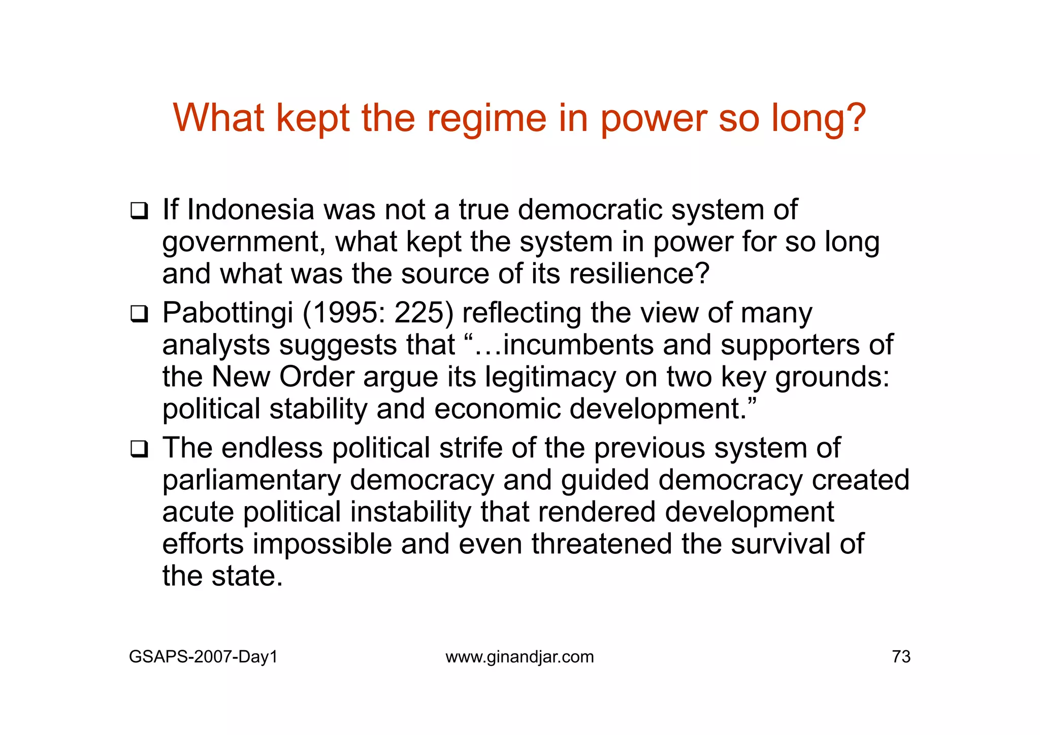 Day 1: Governance and Economic Crisis -The Case of Indonesia-