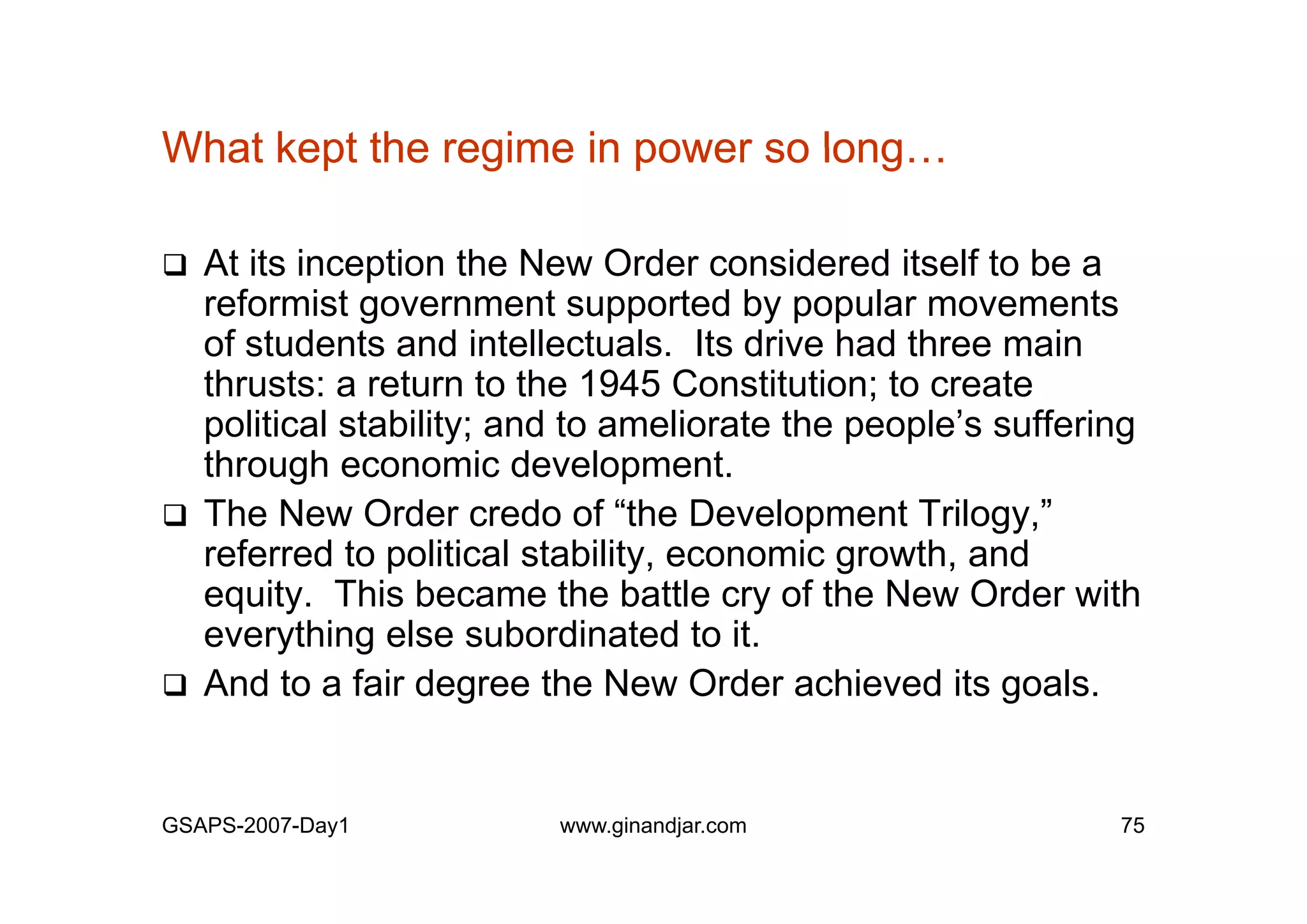 Day 1: Governance and Economic Crisis -The Case of Indonesia-