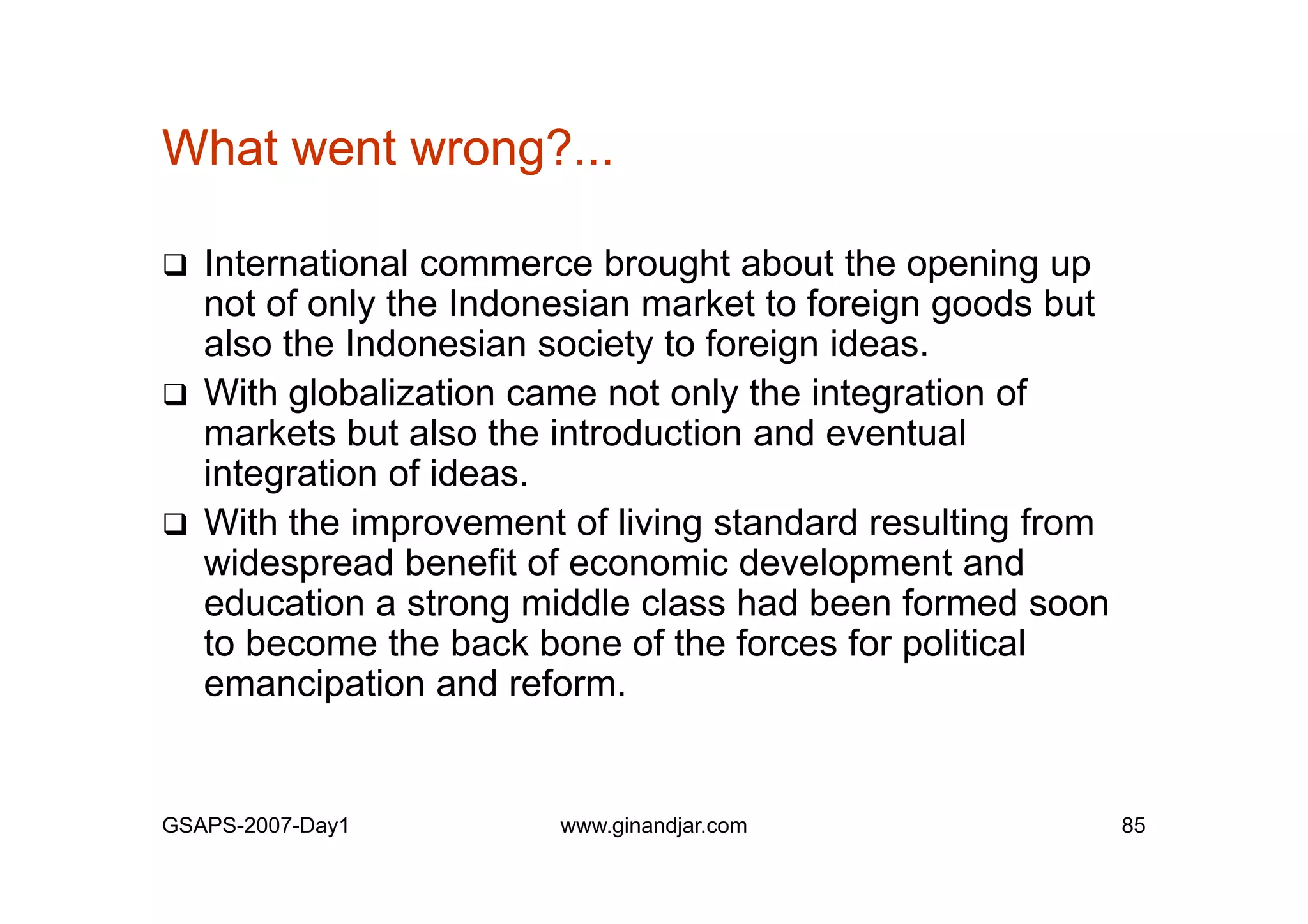Day 1: Governance and Economic Crisis -The Case of Indonesia-