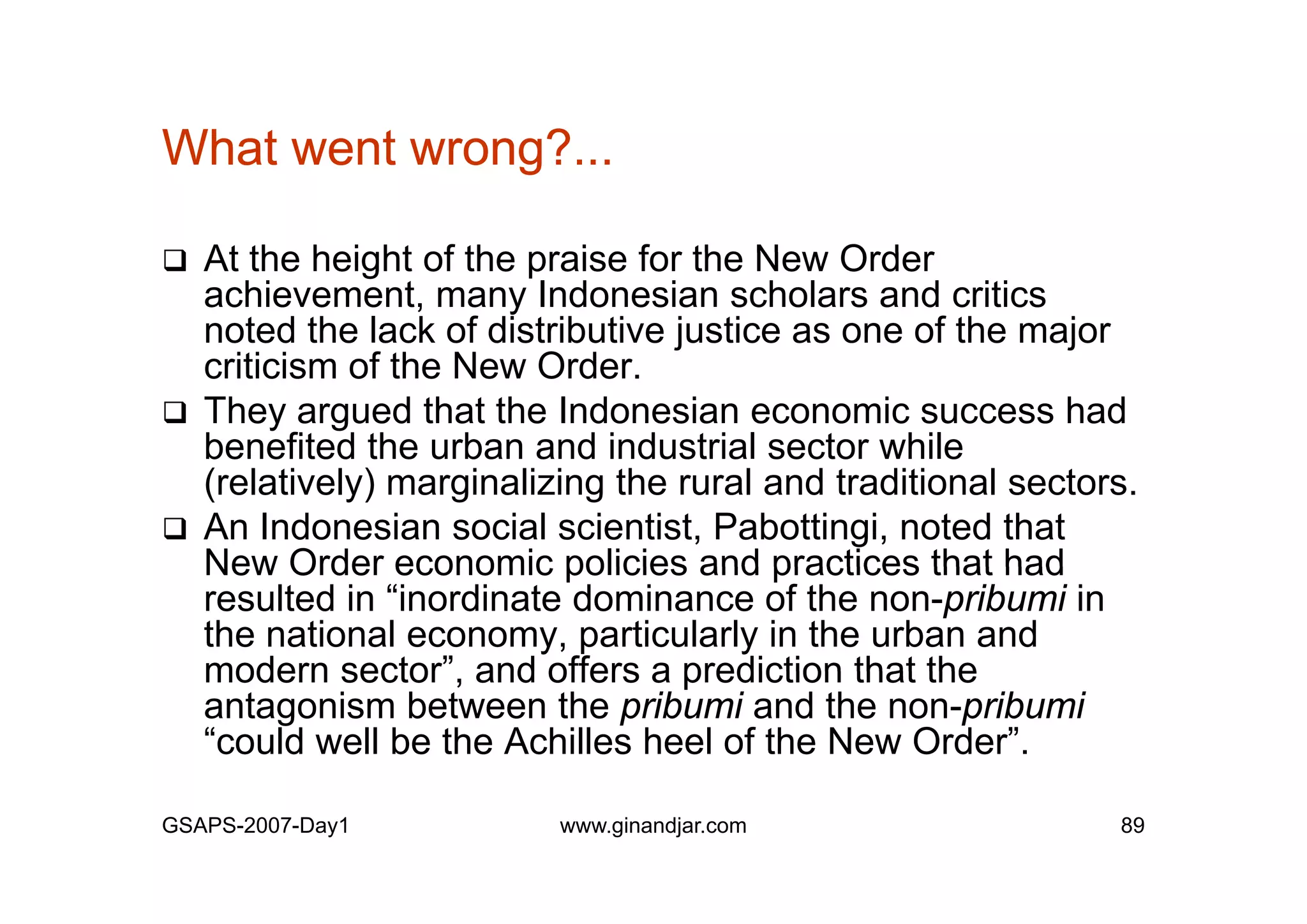 Day 1: Governance and Economic Crisis -The Case of Indonesia-