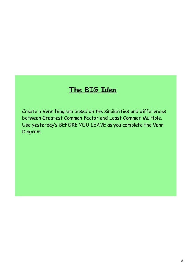 day 12 gcf lcm word problems gcf lcm venn diagram