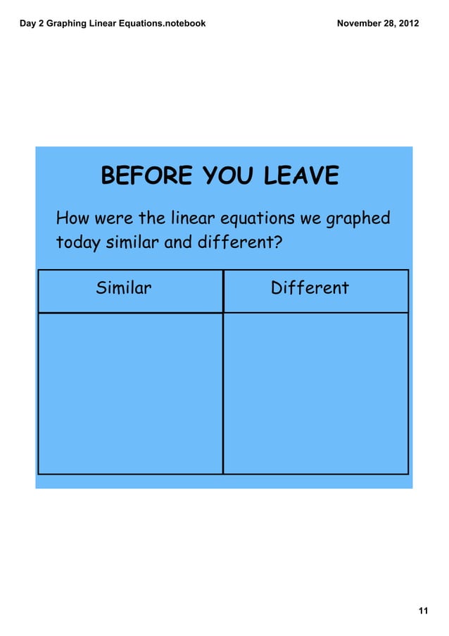 Day 13 graphing linear equations from tables | PDF