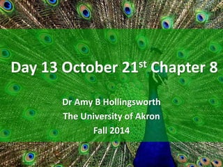 Day 13 October 21st Chapter 8 
Dr Amy B Hollingsworth 
The University of Akron 
Fall 2014 
 