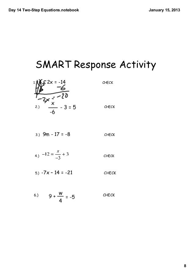 Day 14 two step equations