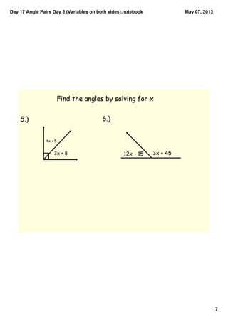 Day 17 angle pairs day 3 (variables on both sides) | PDF