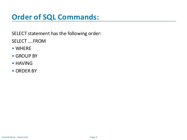 SQL - Basic Commands and Queries