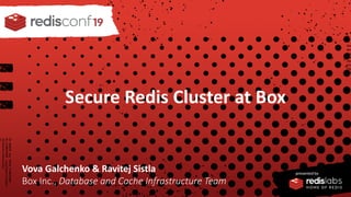 PRESENTED BY
Secure Redis Cluster at Box
Vova Galchenko & Ravitej Sistla
Box Inc., Database and Cache Infrastructure Team
 