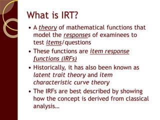 Introduction to Item Response Theory | PPTX